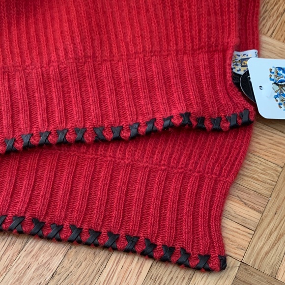 Portolano 100% Cashmere Scarf w/ Leather Trim - Picture 9 of 10